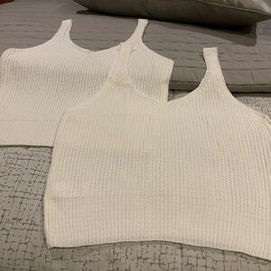 NWOT set/2 flattering white knit cami/tank